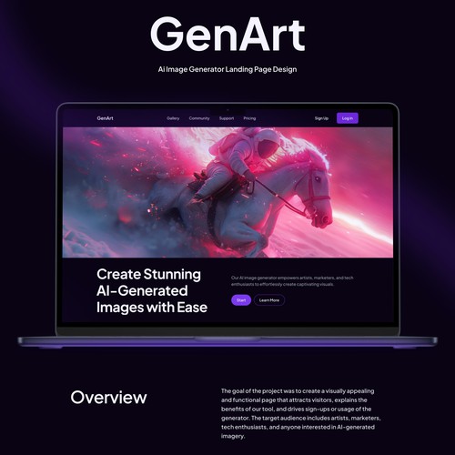 GenArt - AI Image Generator Landing Page Design