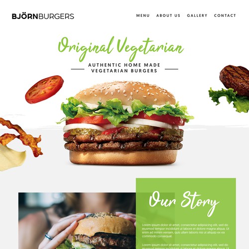 Landing Page design for Burger Shop