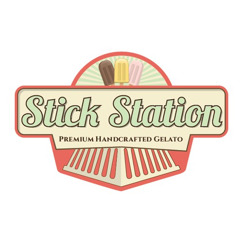 Stick Station needs an Trendy and ancient  color logo and need to change (handcrafted) to "Premium Popsicle Gelato