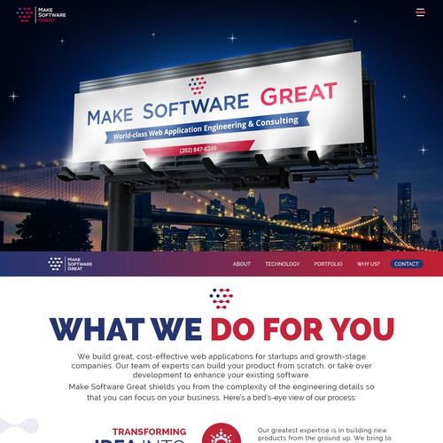 bold & revolutionary website for software company