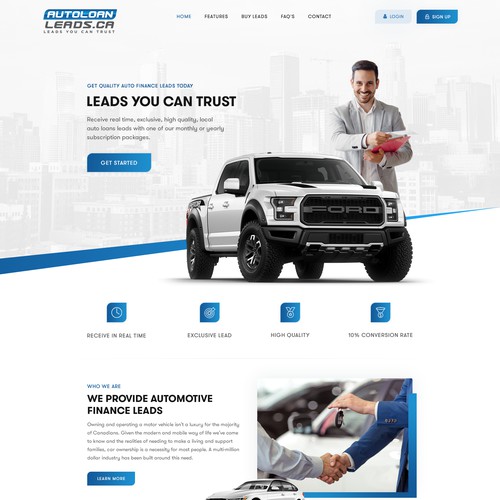 Autoloanleads Company's home page design