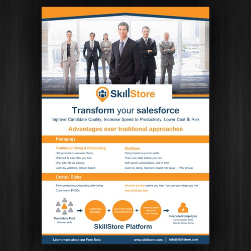 Design a fresh and fabulous flyer for SkillStore, a startup education/training company