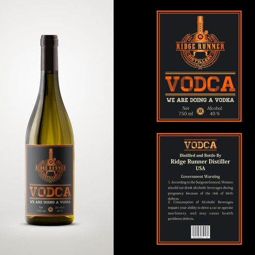 Ridge Runner Distillery needs a Vodka label!