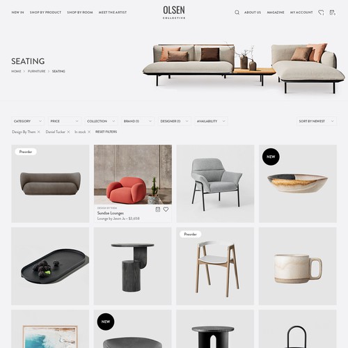 Web design for Interior Marketplace
