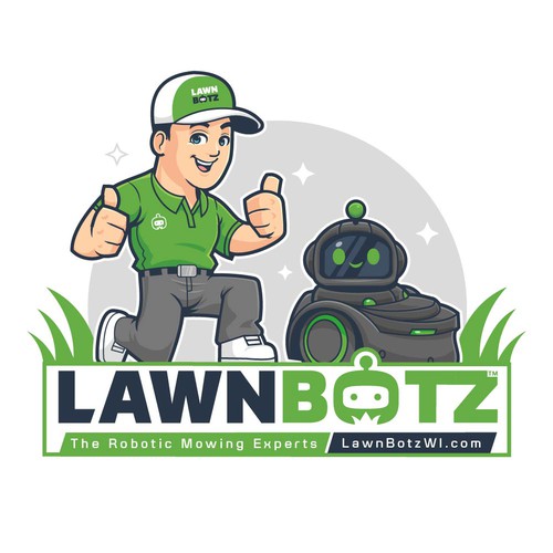 Modern mascot and logo for a mower seller company