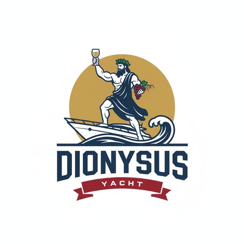 Nautical emblem for a yacht named “DIONYSUS.”