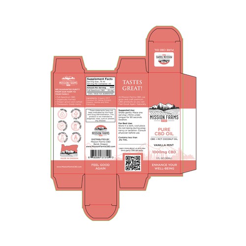 Mission Farms, pure CBD Oil, label design. 