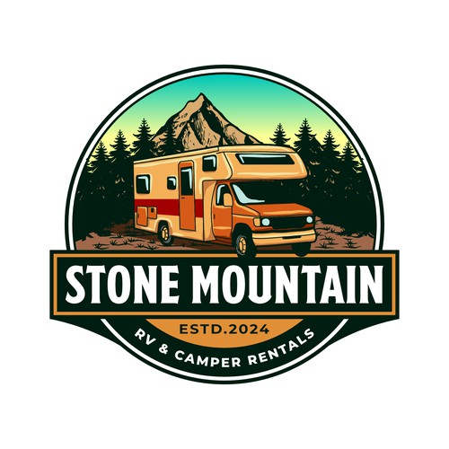 Vintage Rustic Emblem Logo for Stone Mountain RV & Camper Rentals