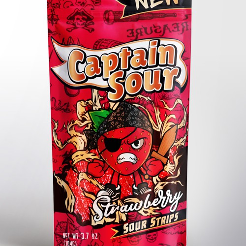 Packaging design for the Captain Sour brand (sour strips)