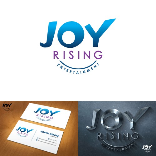 design an illustration that focus around the word JOY with RISING pushing the JOY upward