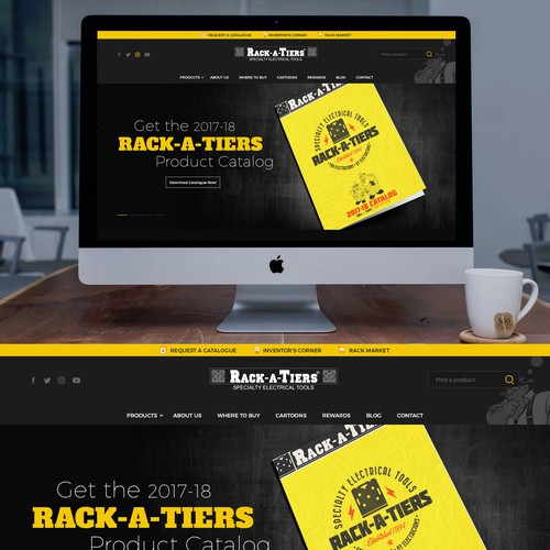 Dark e-commerce theme for electrical parts.