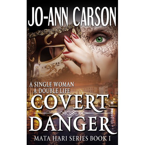 Create a provocative cover for a modern Mata Hari who loves Venice