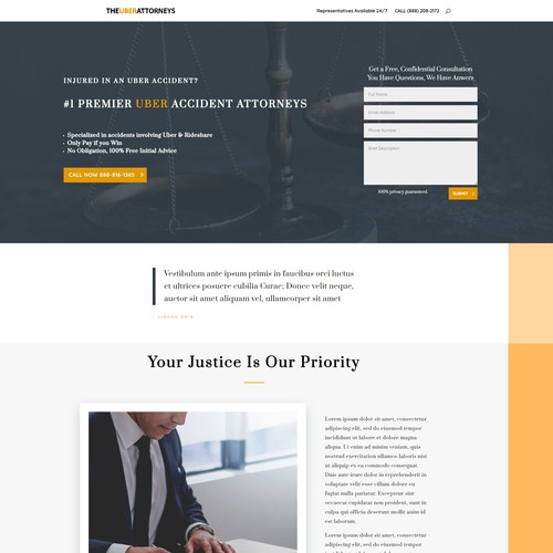 Uber Attorney Landing Page