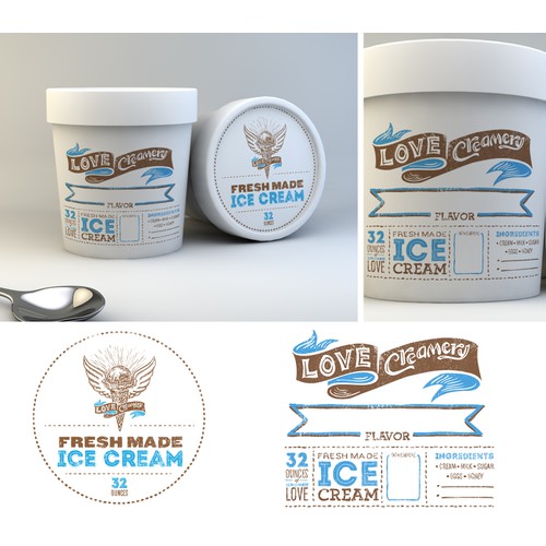 Ice Cream Container Labels for Love Creamery