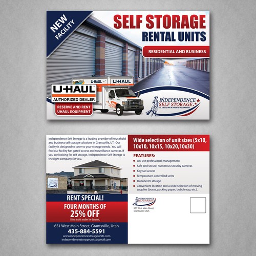 Postcard design for Storage facility