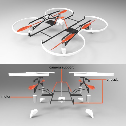 Create a concept design for an industrial drone / quadcopter