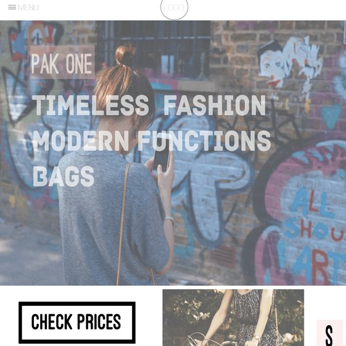 Landing page for bag company