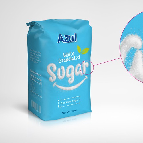 Modern sugar packaging, with 3 colors printing