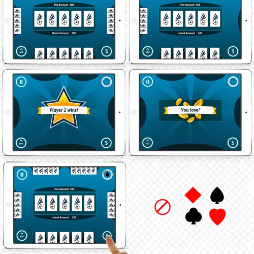 Create a Card game App table layout screen for all mobile devices and web gameplay