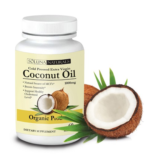 Coconut Oil Softgel Supplement Label Design