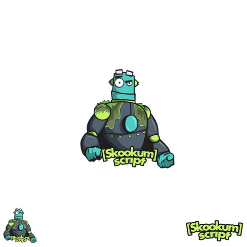 SkookumScript robot logo - in big budget video game - see on X360/PS3/PC box! [Likely future logo/web/mascots/games]