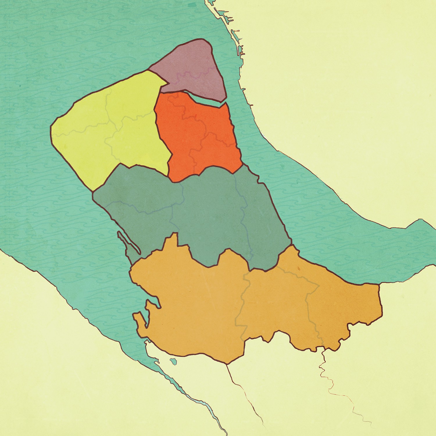 A growing grape vine map illustration