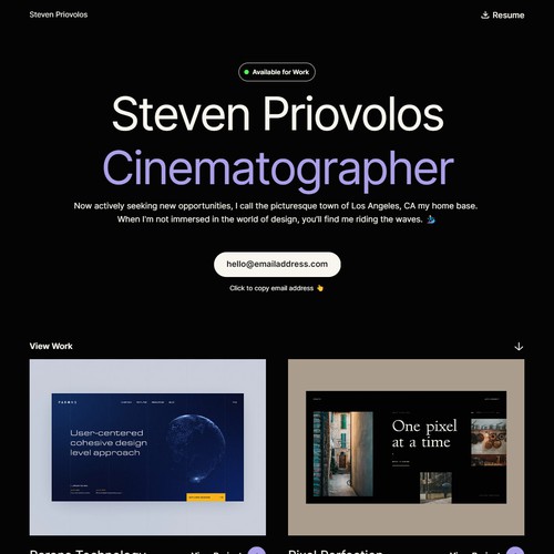 Portfolio Website for Cinematographer