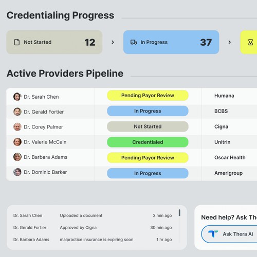 TheraOnboard: AI-Powered Credentialing Dashboard