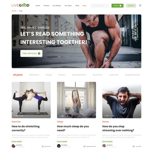 LiveGood Blog Page Design
