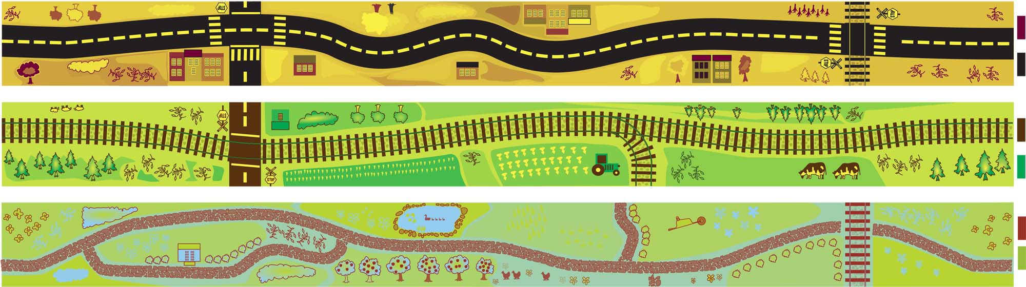 Fun (and simple) kids toy illustrations - track/road/path