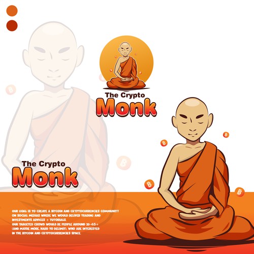 Logo/mascot: Buddhist monk in a cartoonish style
