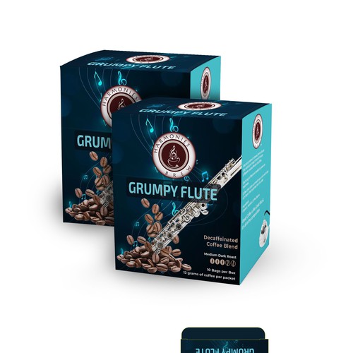 Bold music theme design concept for coffee packaging box