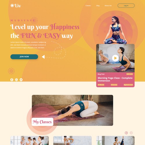 Landing Page concept for a Meditation and Yoga Trainer