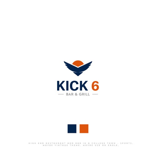 Kick 6 minimal logo design 