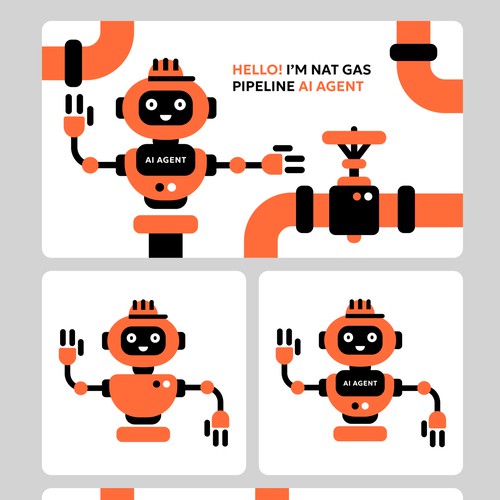 Robot character + Illustrated banner