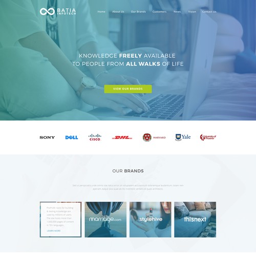 Homepage design