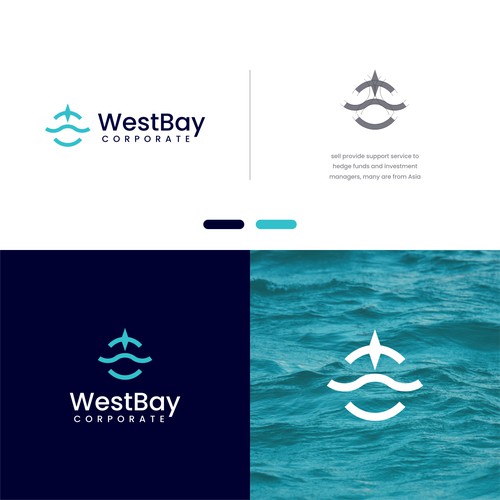 logo concept : W + wave + compass