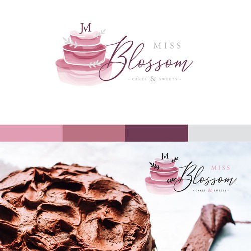 Elegant logo concept for Miss Blossom Cakes & Sweets