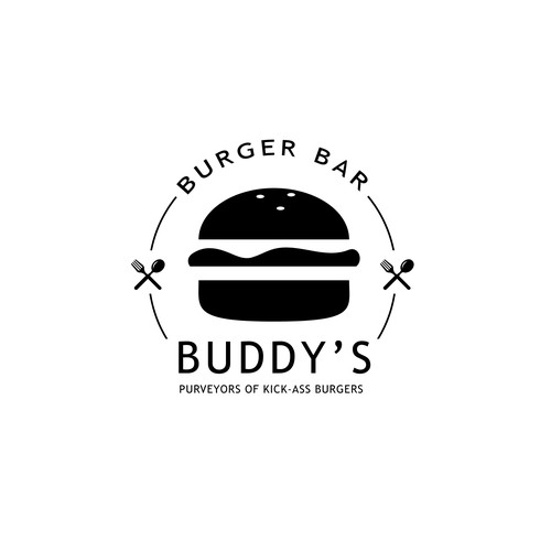 Design a simple, rustic and fun logo for a gourmet burger restaurant.