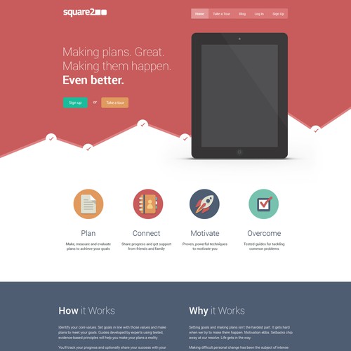 Simple Home Page Design for goal tracking web app - Clear direction given