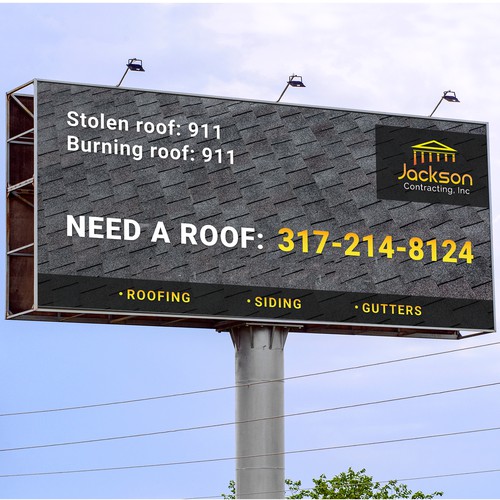Billboard for a roofing company