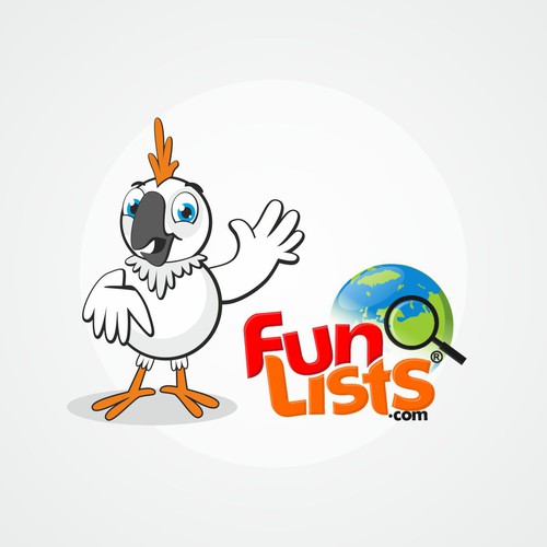 Create a cute, playful, very smart Cockatoo mascot for FunLists.com!