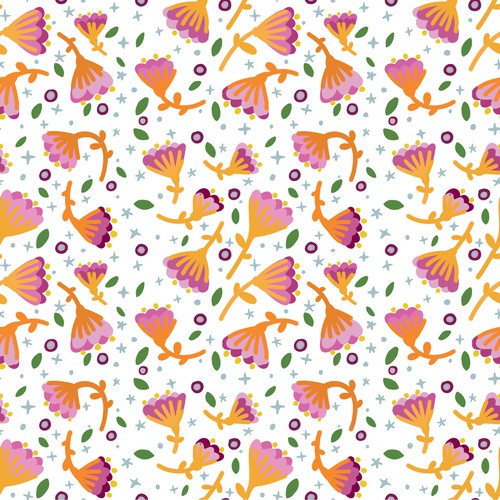 pattern flores naranjas