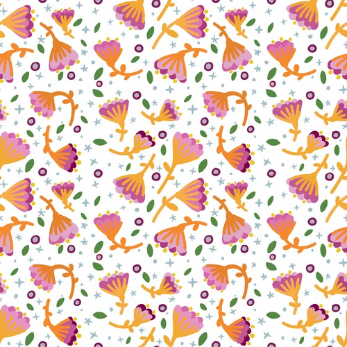 pattern flores naranjas