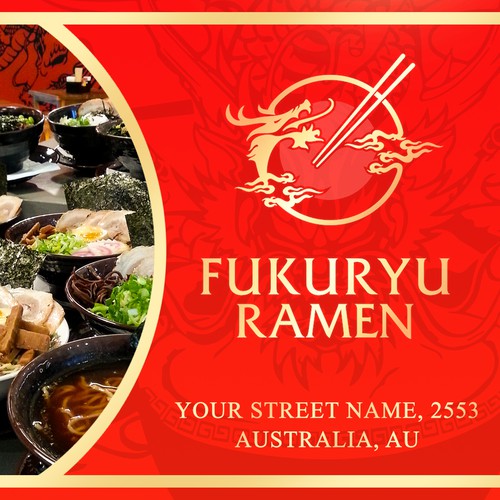 Fun and yummy poster for Fukuryu Ramen