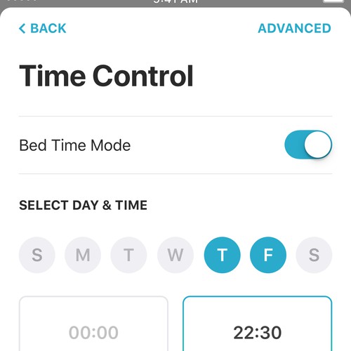 Time Control Screen for Parental App