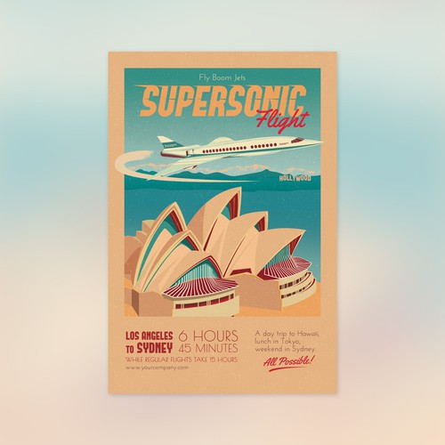 Vintage Travel Poster Promoting Supersonic Flight