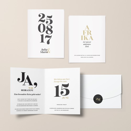 Expressive, pure and stylish wedding card 