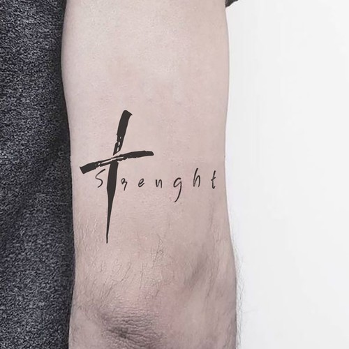 Strenght-Cross Tattoo Design