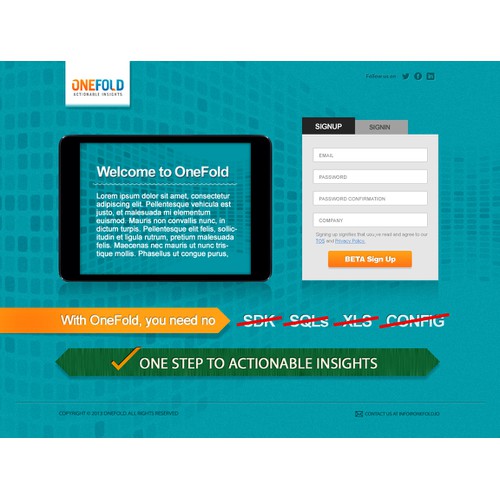 Get in on the fun designing landing page for OneFold